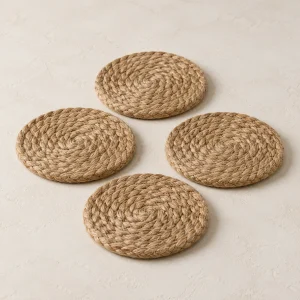 Round Woven Coasters · Set of 4 — unbranded product