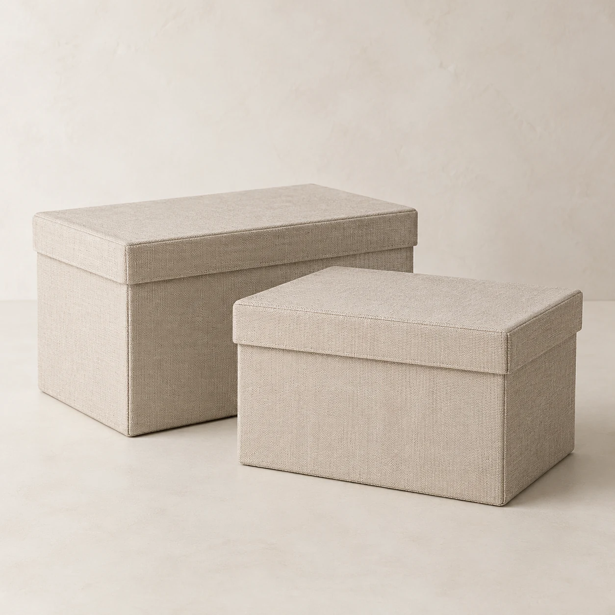 Linen Look Storage Boxes · Set of 2 — unbranded product